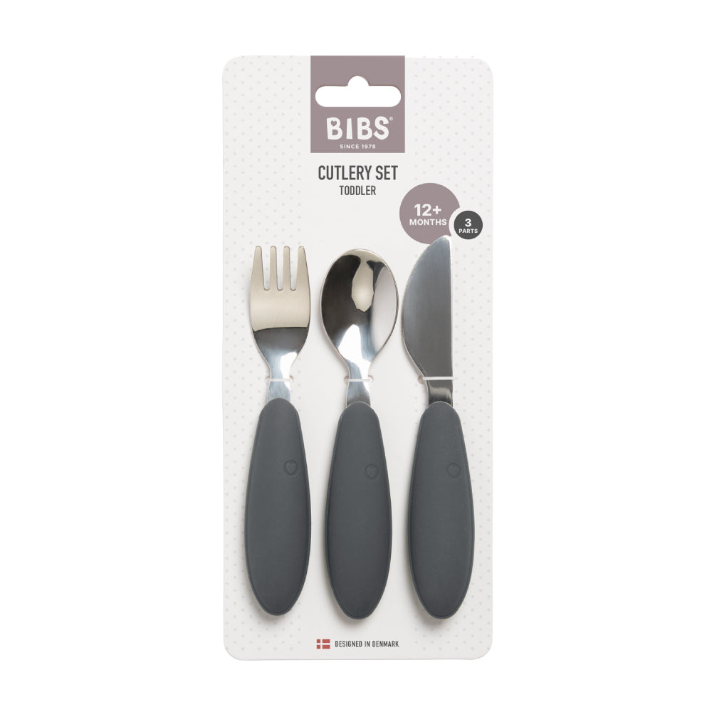 BIBS不鏽鋼學習餐具組(三入)-鐵灰