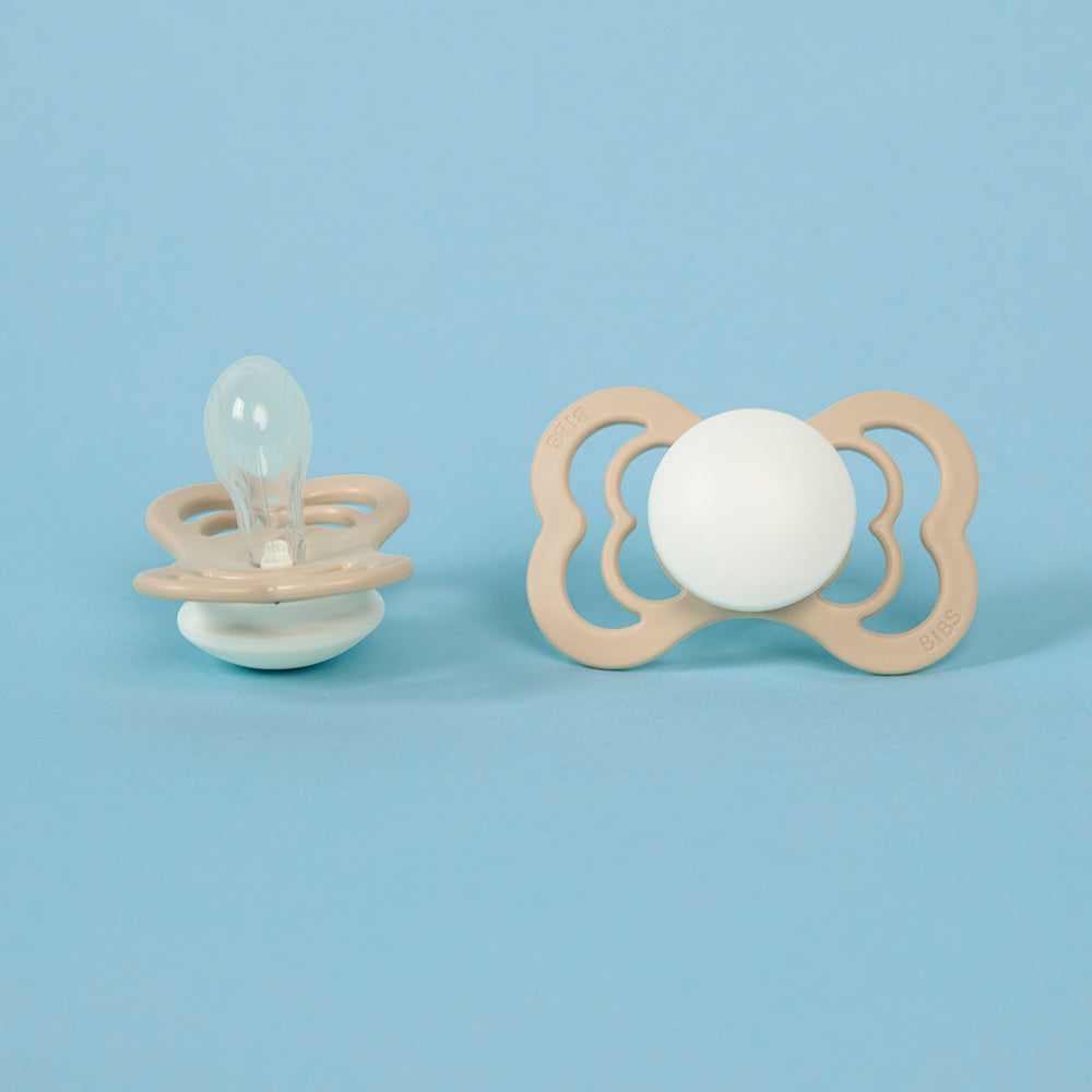 SUPREME 雙扁型矽膠安撫奶嘴-腮紅/香草(夜光2入組)