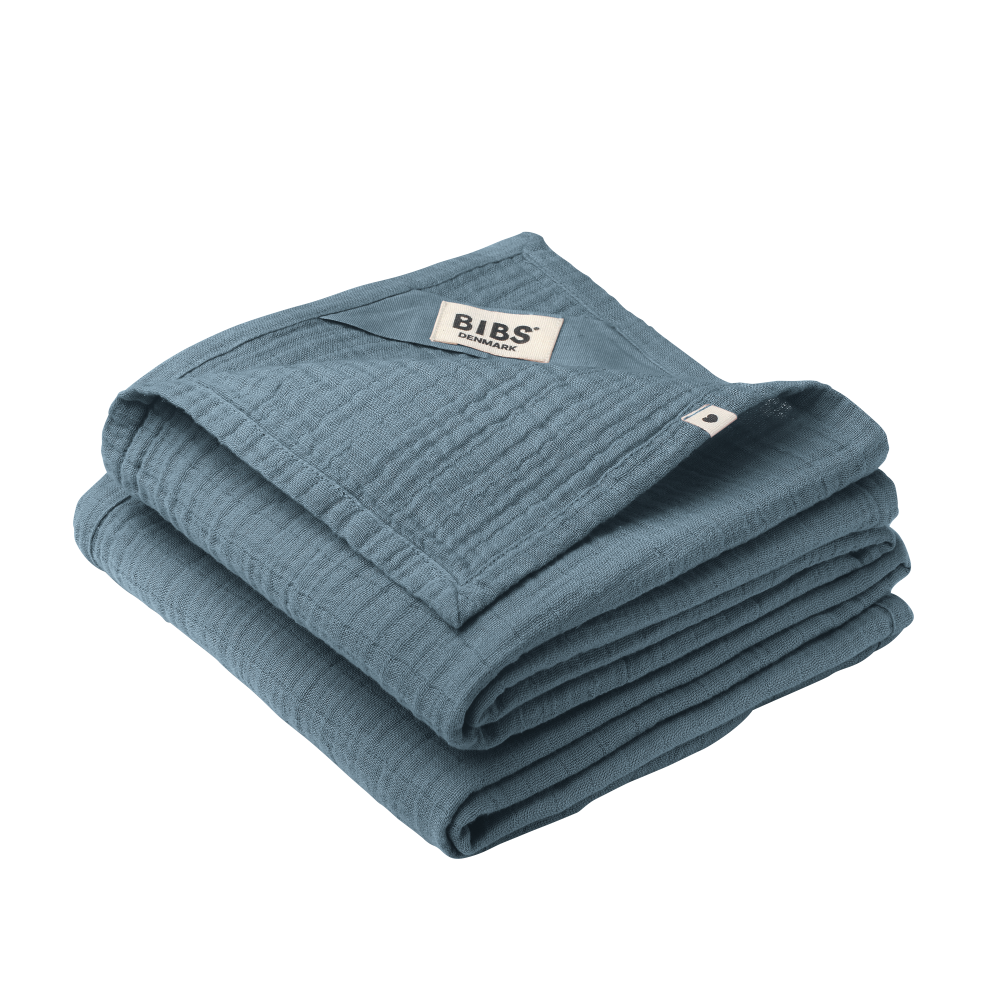 Muslin有機棉紗布安撫巾(2入)-藍綠色