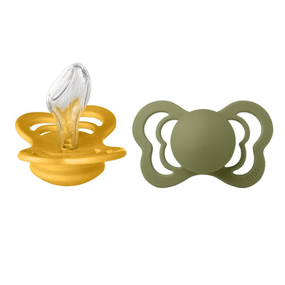 COUTURE拇指型矽膠奶嘴-蜂蜜/橄欖綠(2入組)
