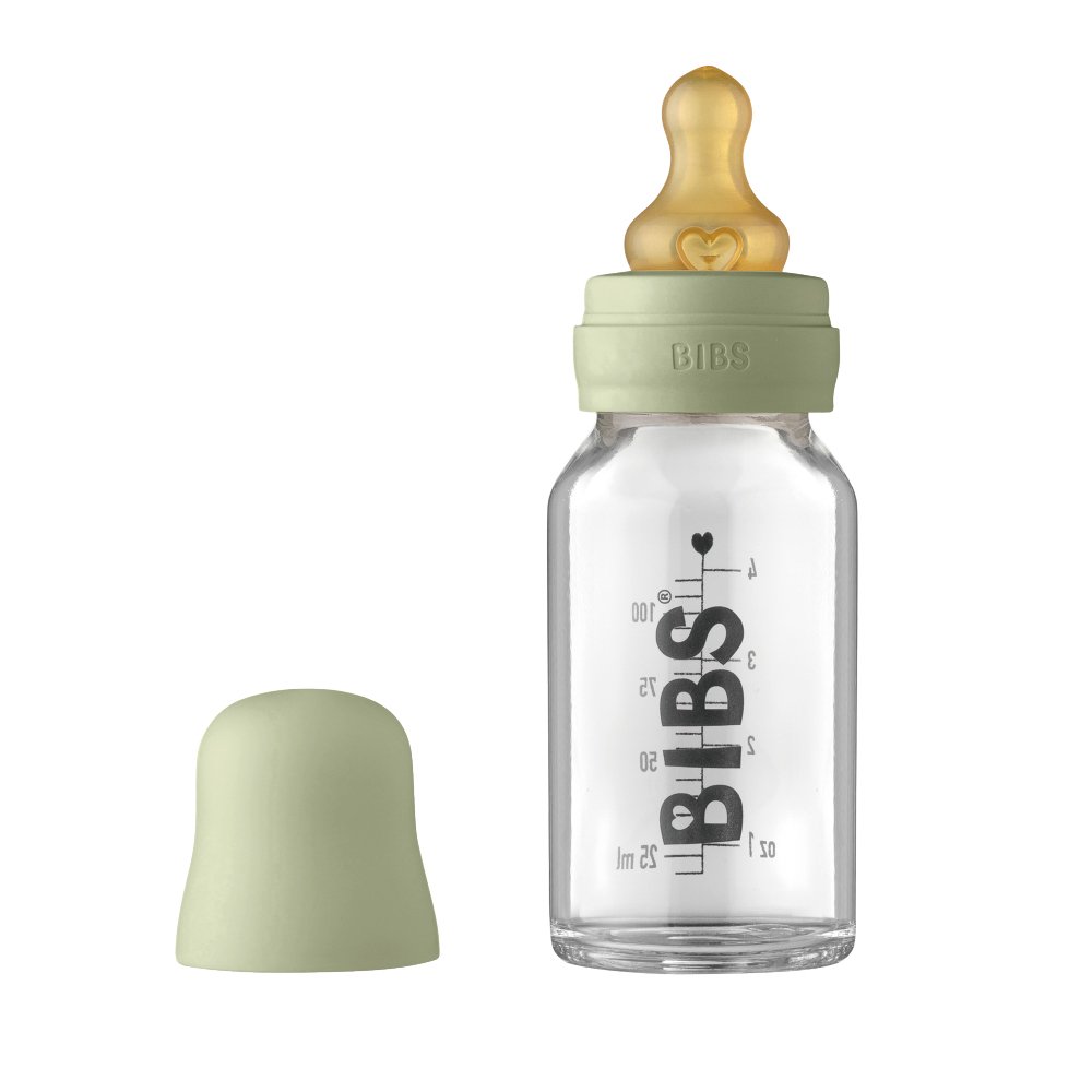 BabyGlassBottle 親乳感乳膠奶瓶110ml-灰綠