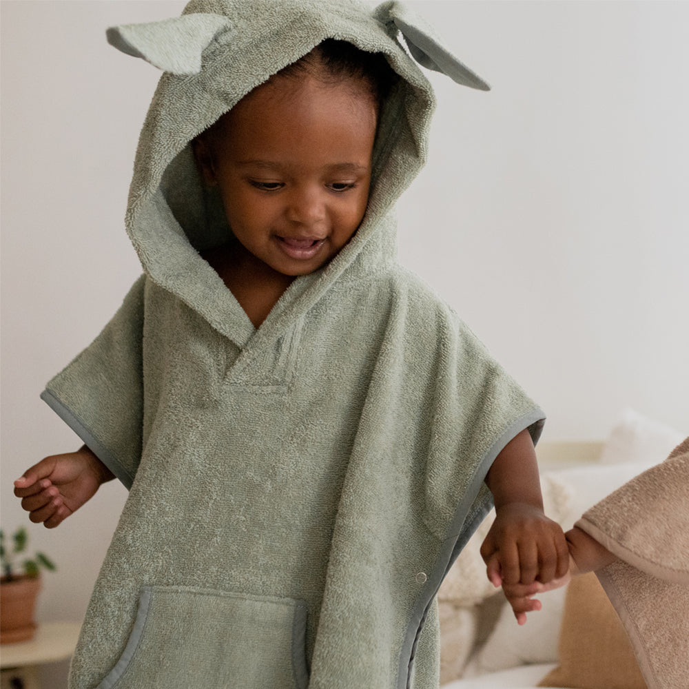 Poncho Towel Kangaroo 袋鼠斗篷浴巾-灰綠(贈澡巾)