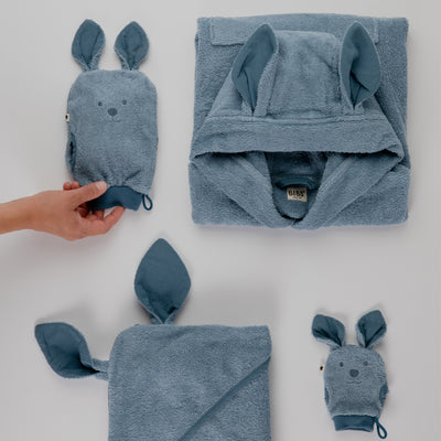 Hoodie Towel Kangaroo 袋鼠連帽浴巾-藍綠(贈澡巾)