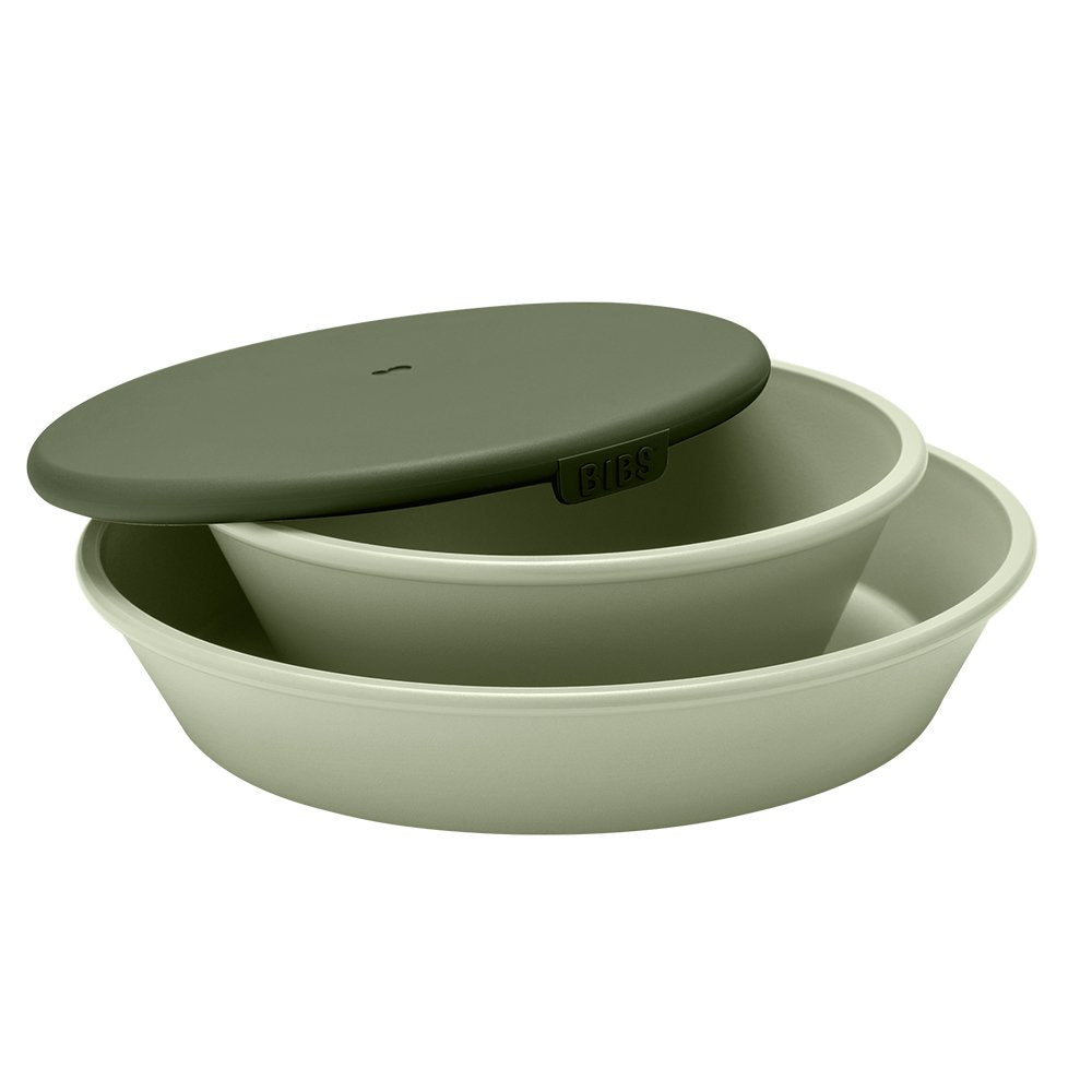 Plate Set 學習餐盤/碗(2件組)-灰綠